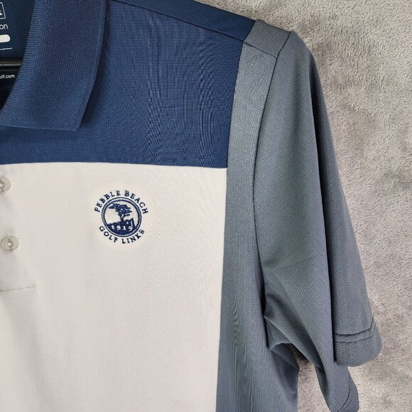 Men's Blue & White Adidas Golf Puremotion Coolmax Polo Shirt Short Sleeve L - Picture 4 of 12